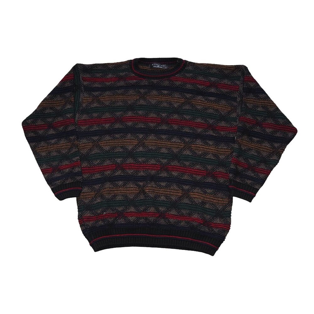 Protege‎ Collection VTG 3D Knit Cosby Style Sweater Men's L Multicolor Textured